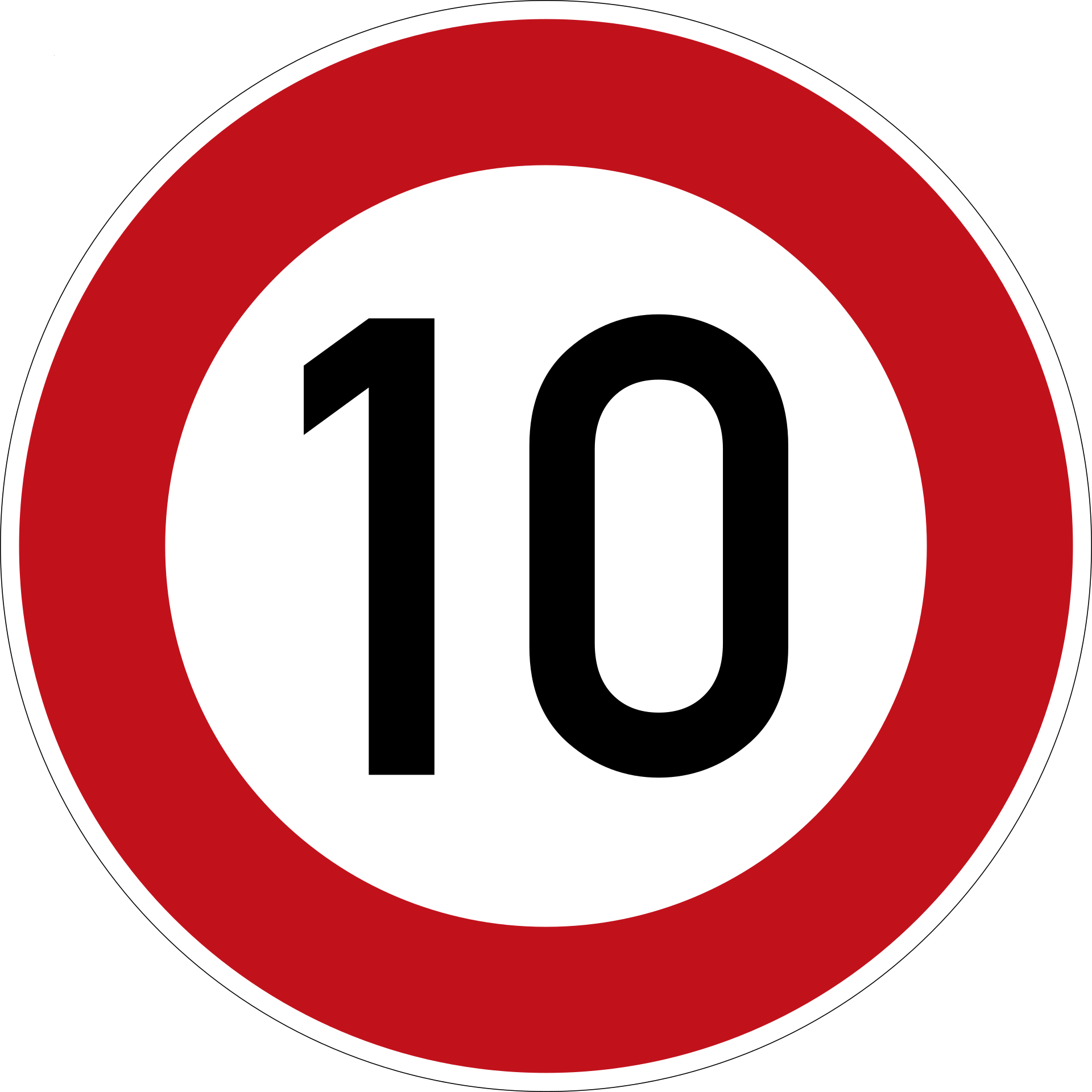 Zulässige Höchstgeschwindigkeit 10 km/h (VzKat 274.10)