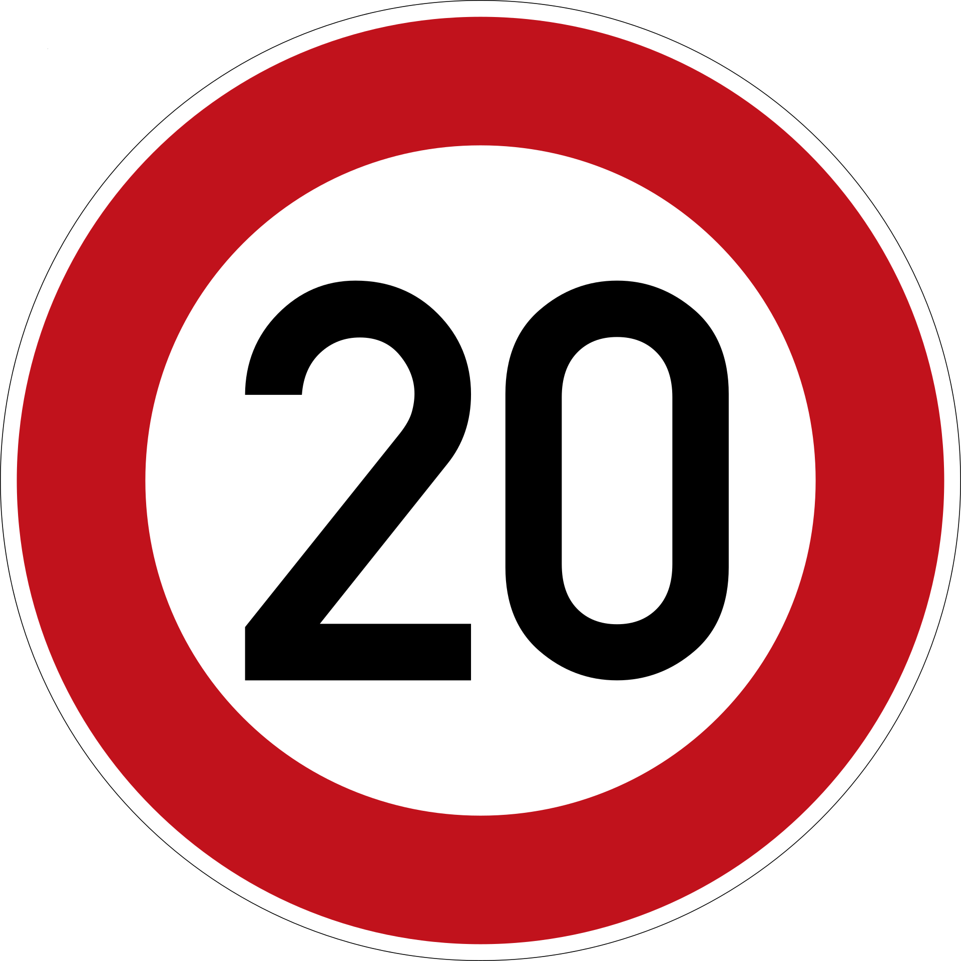 Zulässige Höchstgeschwindigkeit 20 km/h (VzKat 274.20)