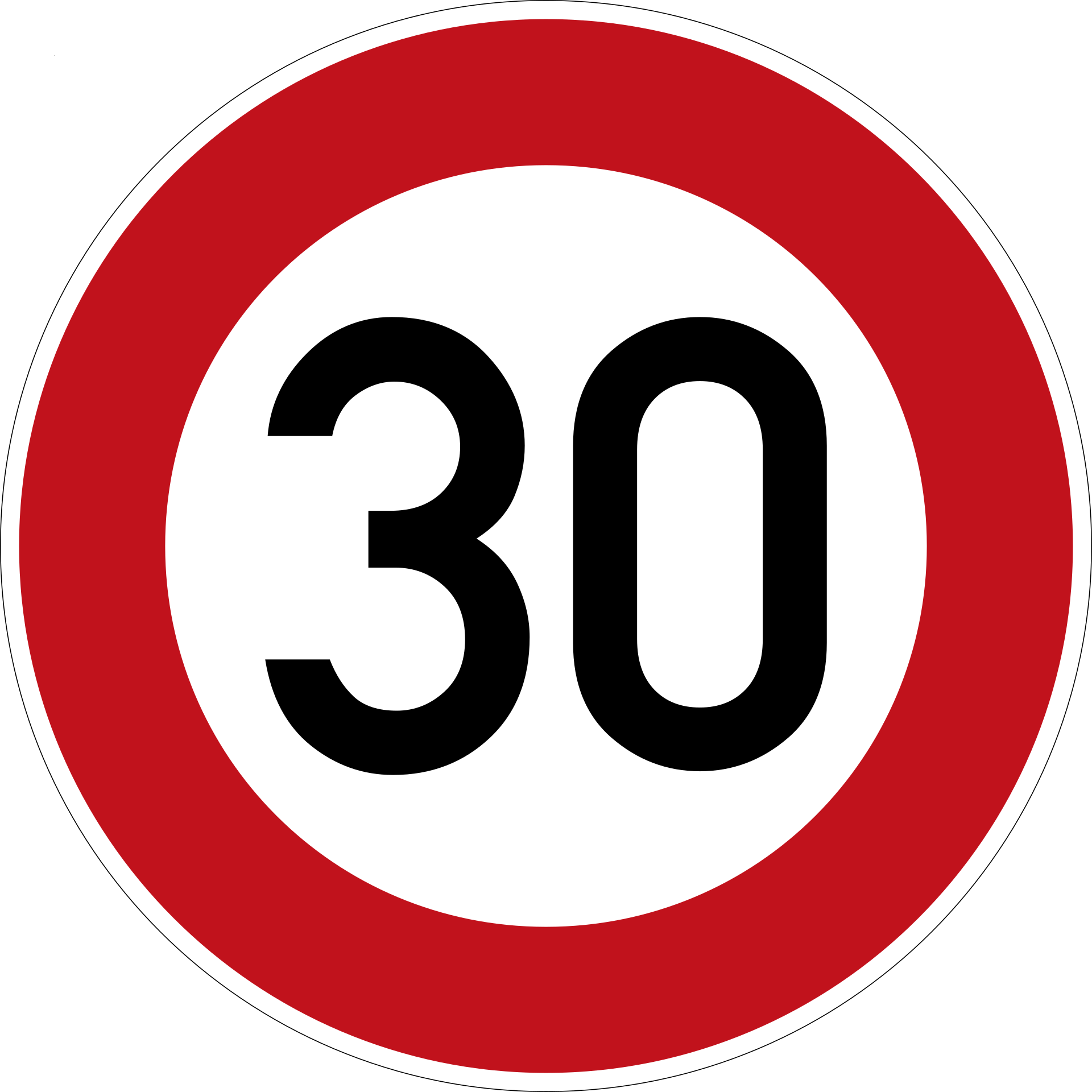 Zulässige Höchstgeschwindigkeit 30 km/h (VzKat 274.30)