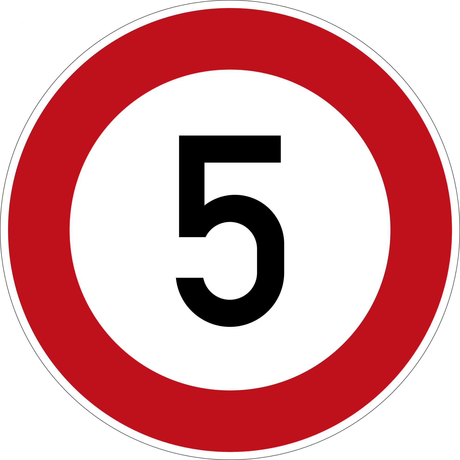 Zulässige Höchstgeschwindigkeit 5 km/h (VzKat 274.5)