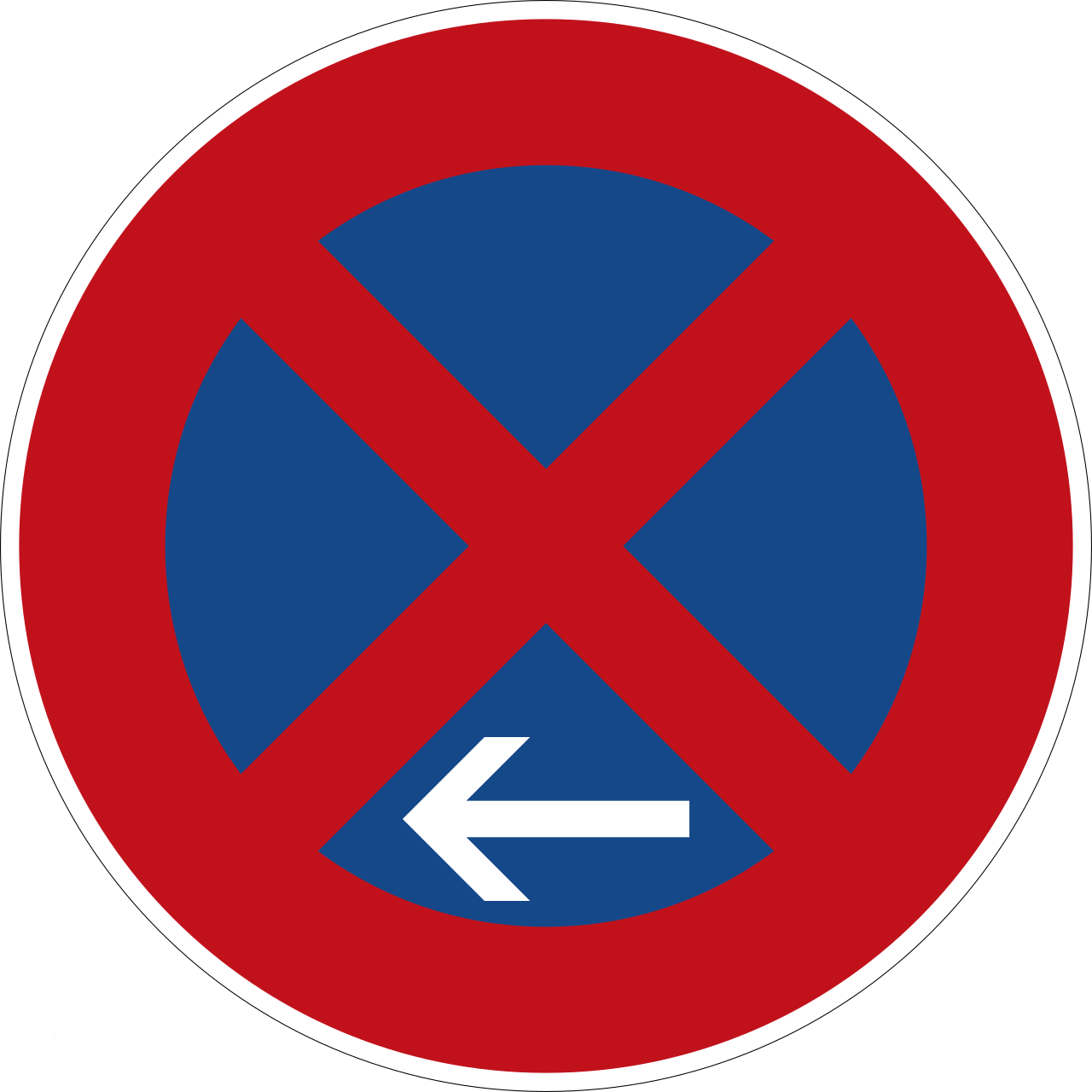 Absolutes Haltverbot (VzKat 283-11, Ende links)