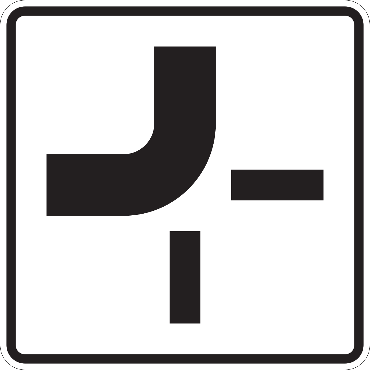 Verlauf der Vorfahrtstraße an Kreuzungen von oben nach links (VzKat 1002.11)