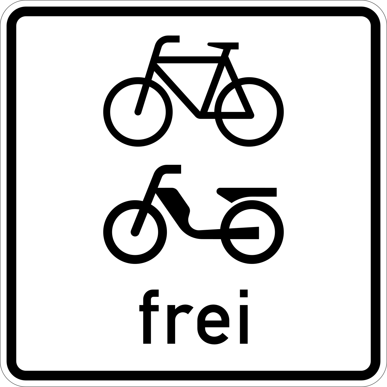 Radverkehr und Mofas frei (VzKat 1022.14)