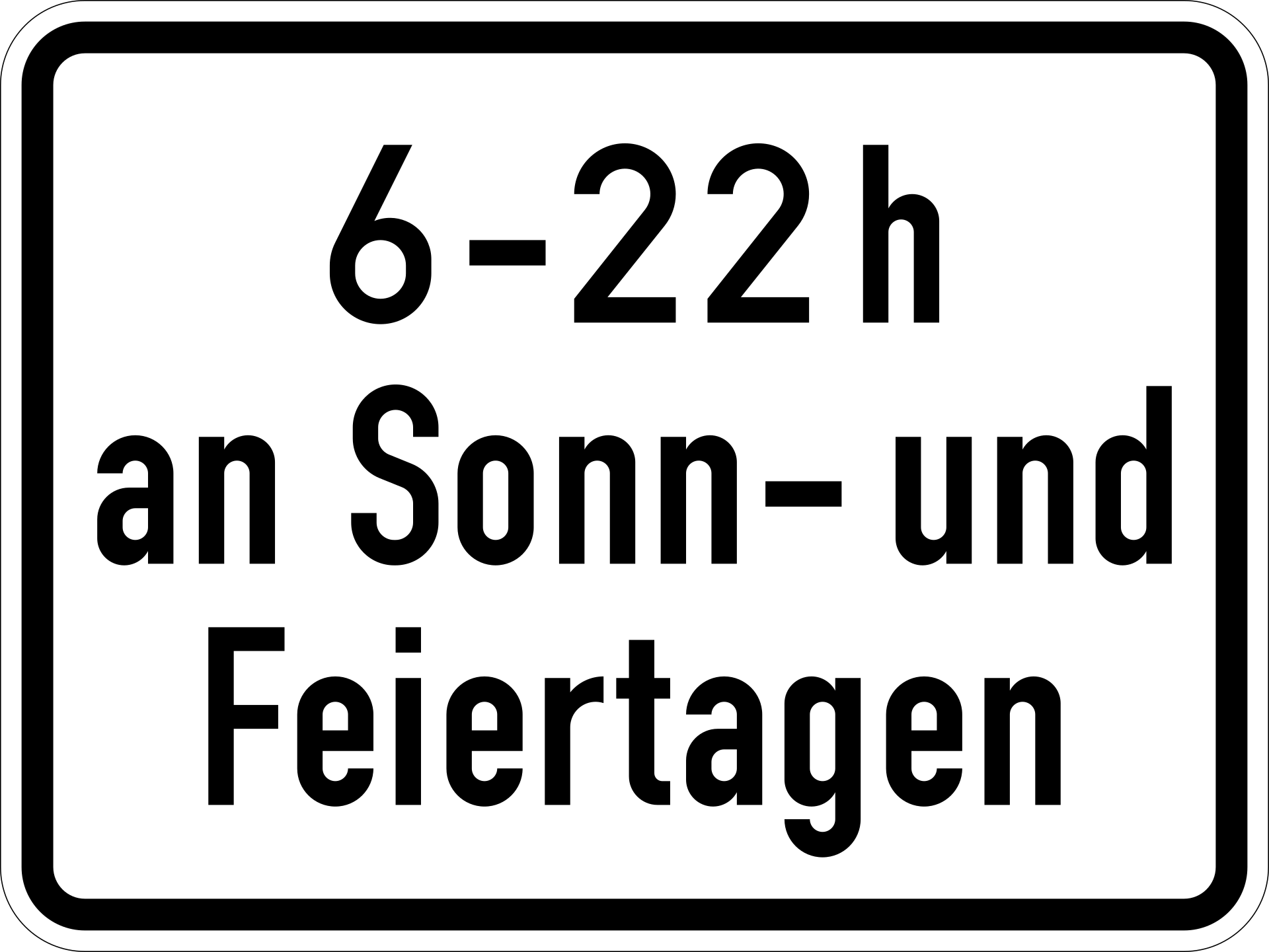 6–22 h an Sonn- und Feiertagen (VzKat 1042.35)