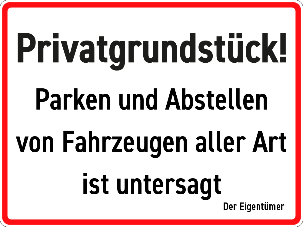 Abstellen von Fahrzeugen aller Art verboten