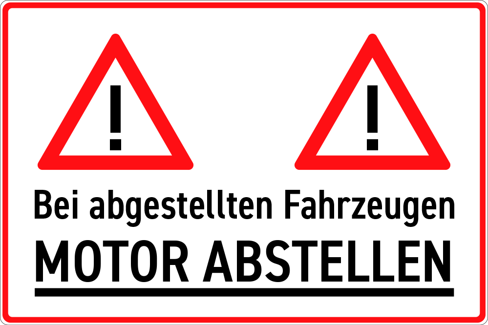 Bei abgestellten Fahrzeugen Motor abstellen