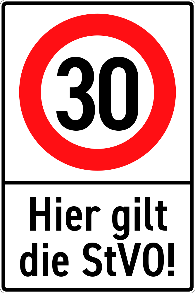 Hier gilt die StVO, 30 km