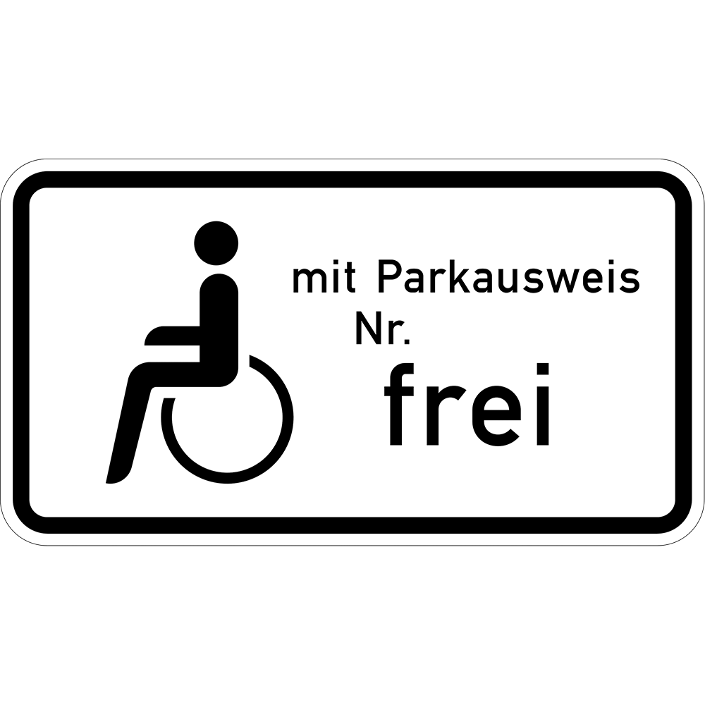 Schwerbehinderte mit Parkausweis Nr. … frei (VzKat 1020.11)