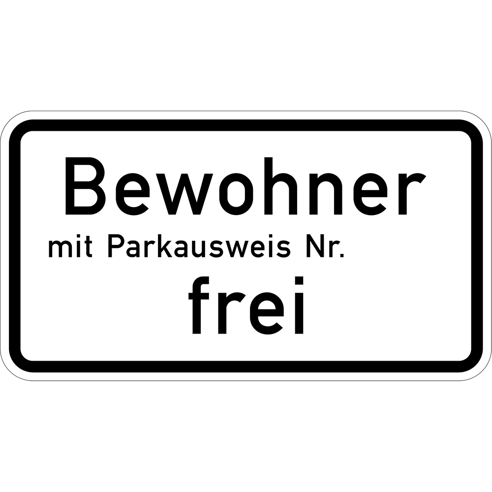Bewohner mit Parkausweis Nr. … frei (VzKat 1020.32)