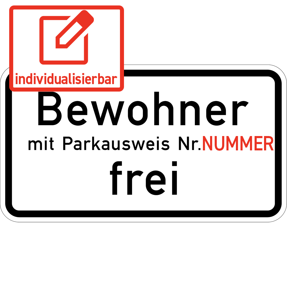 Bewohner mit Parkausweis Nr. … frei (VzKat 1020.32)