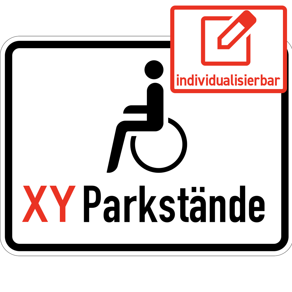 Behinderung und Blinde, mit Anzahl der Parkstände (VzKat 1044.12)