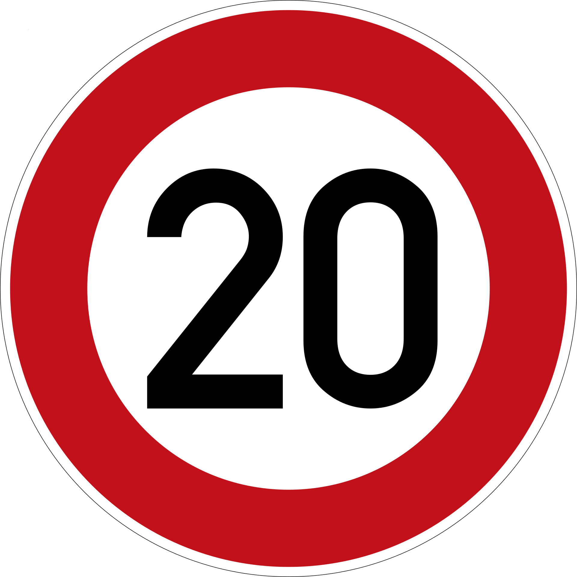 Zulässige Höchst­geschwindigkeit 20 km/h (VzKat 274.20)
