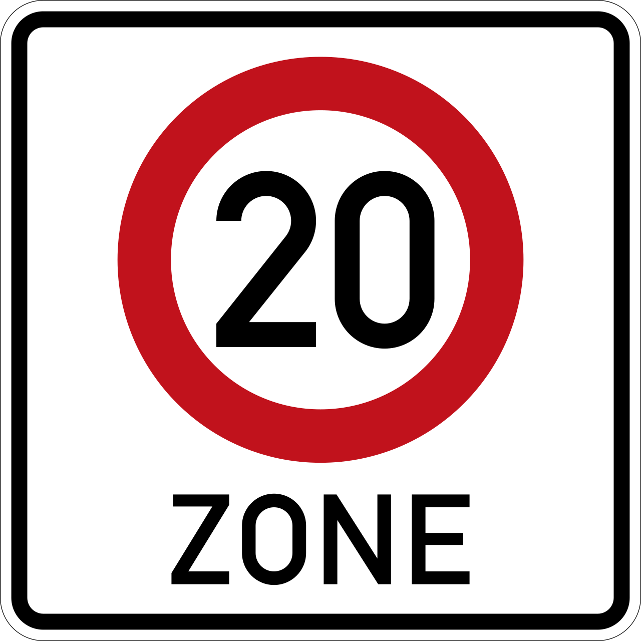 Beginn einer Tempo 20-Zone (VzKat 274.1-20)