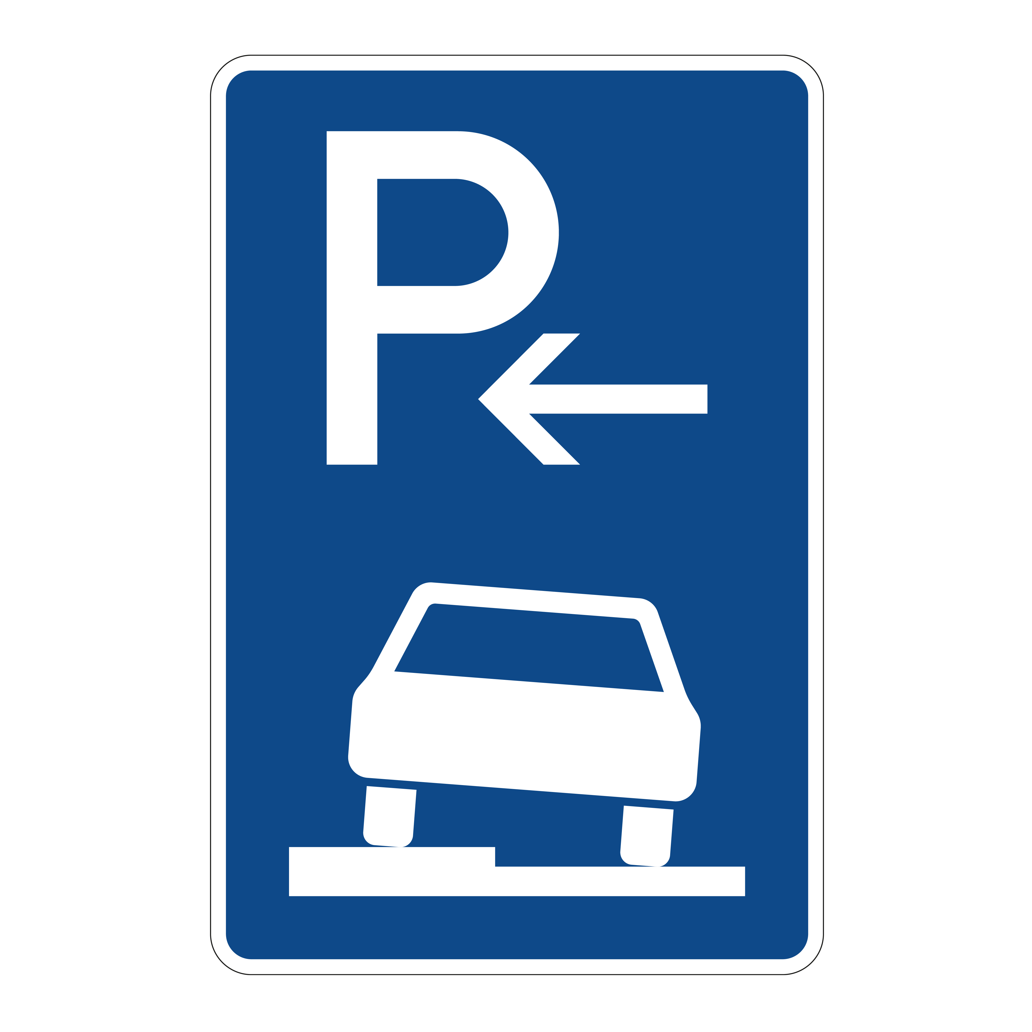 Parken auf Gehwegen – halb in Fahrtrichtung links, Anfang (VzKat 315.51)