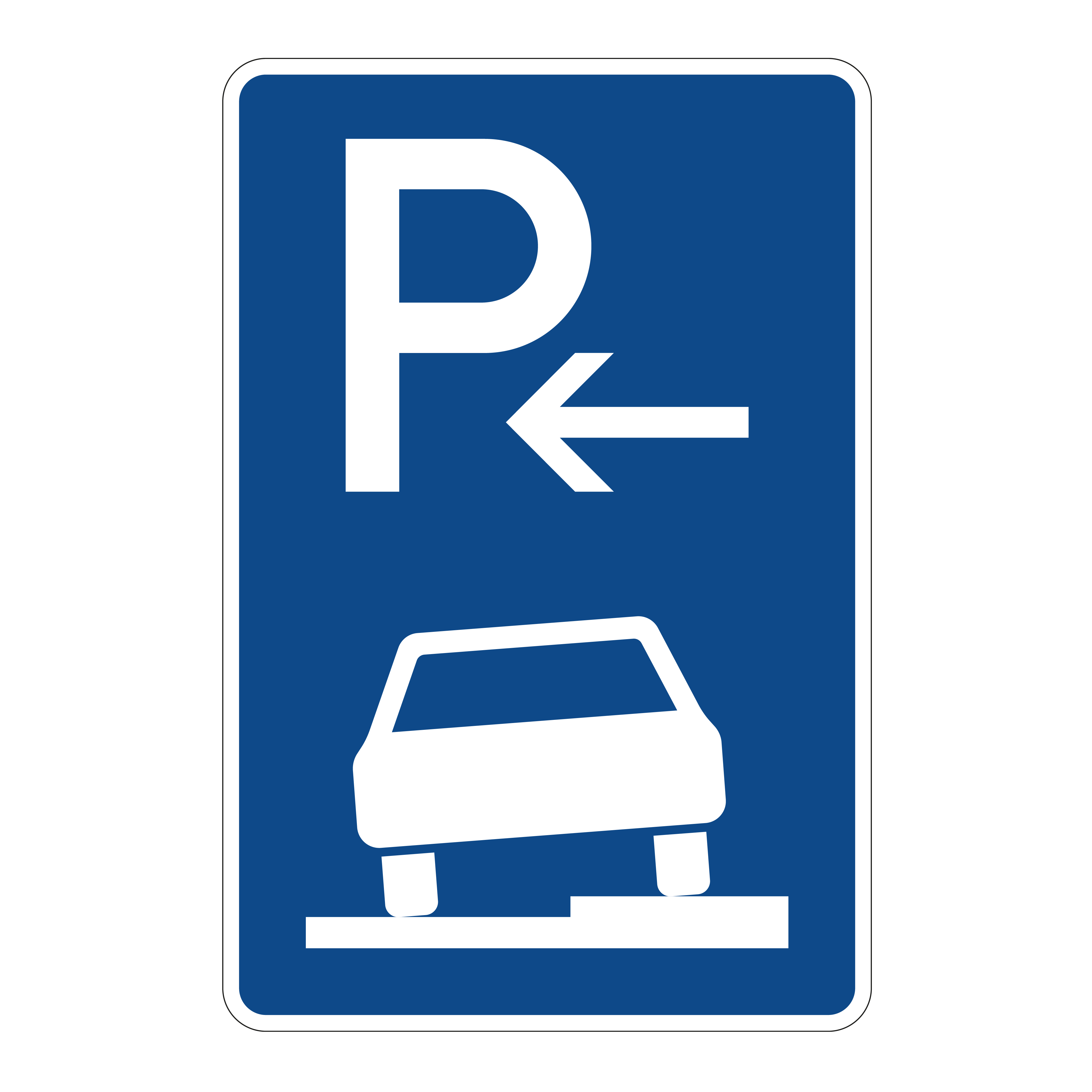 Parken auf Gehwegen – halb in Fahrtrichtung rechts, Anfang (VzKat 315.56)