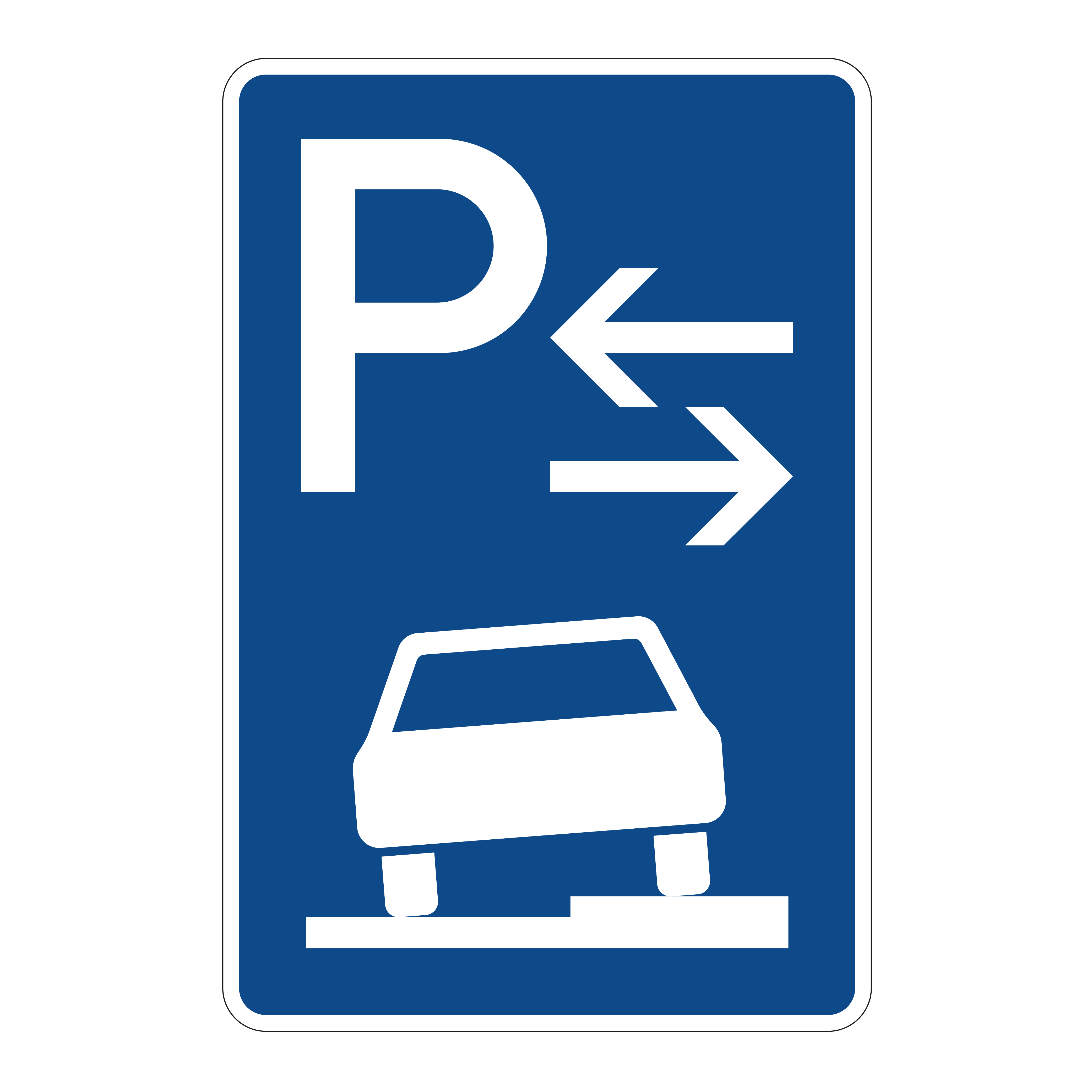 Parken auf Gehwegen – halb in Fahrtrichtung rechts, Mitte (VzKat 315.58)