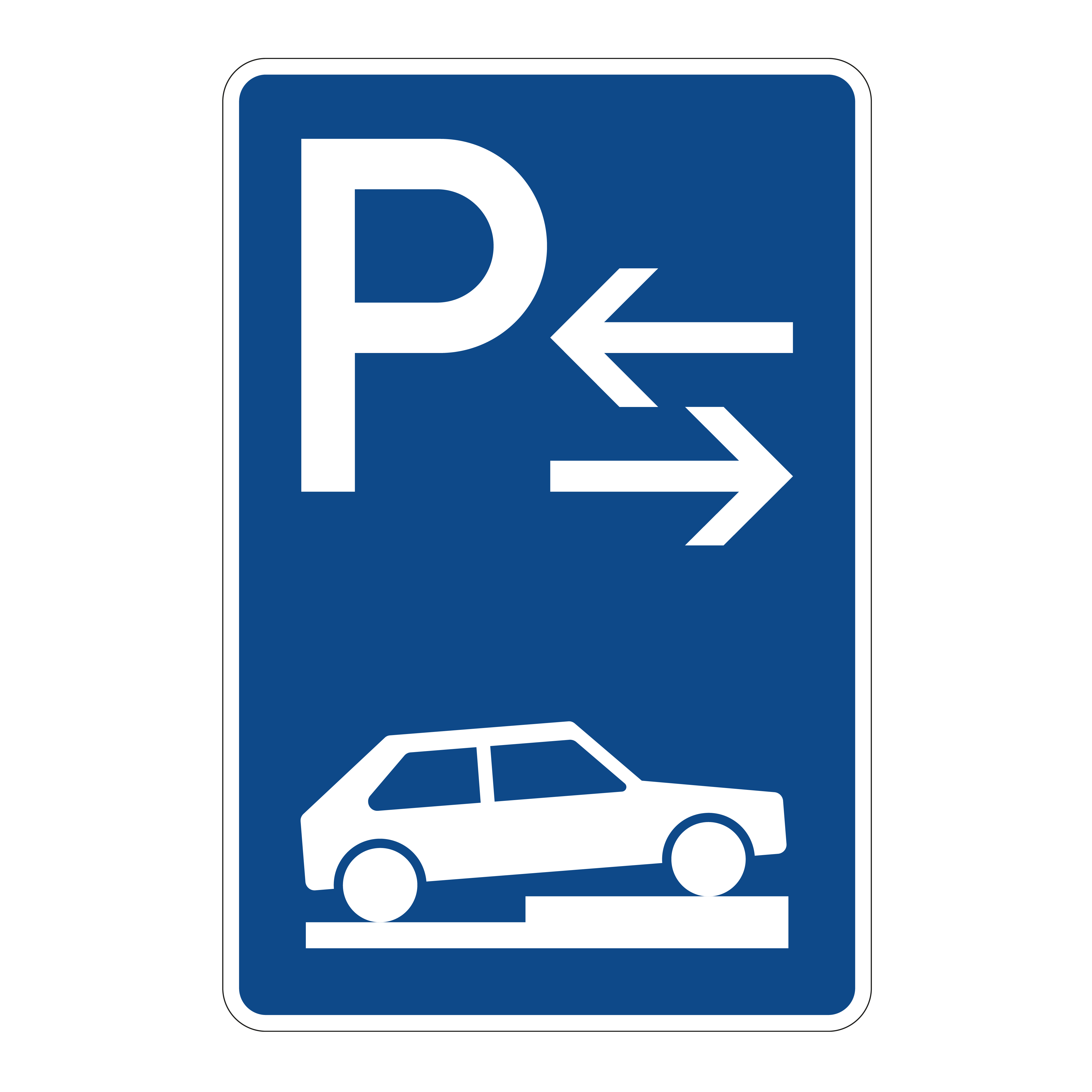 Parken auf Gehwegen – halb quer zur Fahrtrichtung rechts, Mitte (VzKat 315.78)