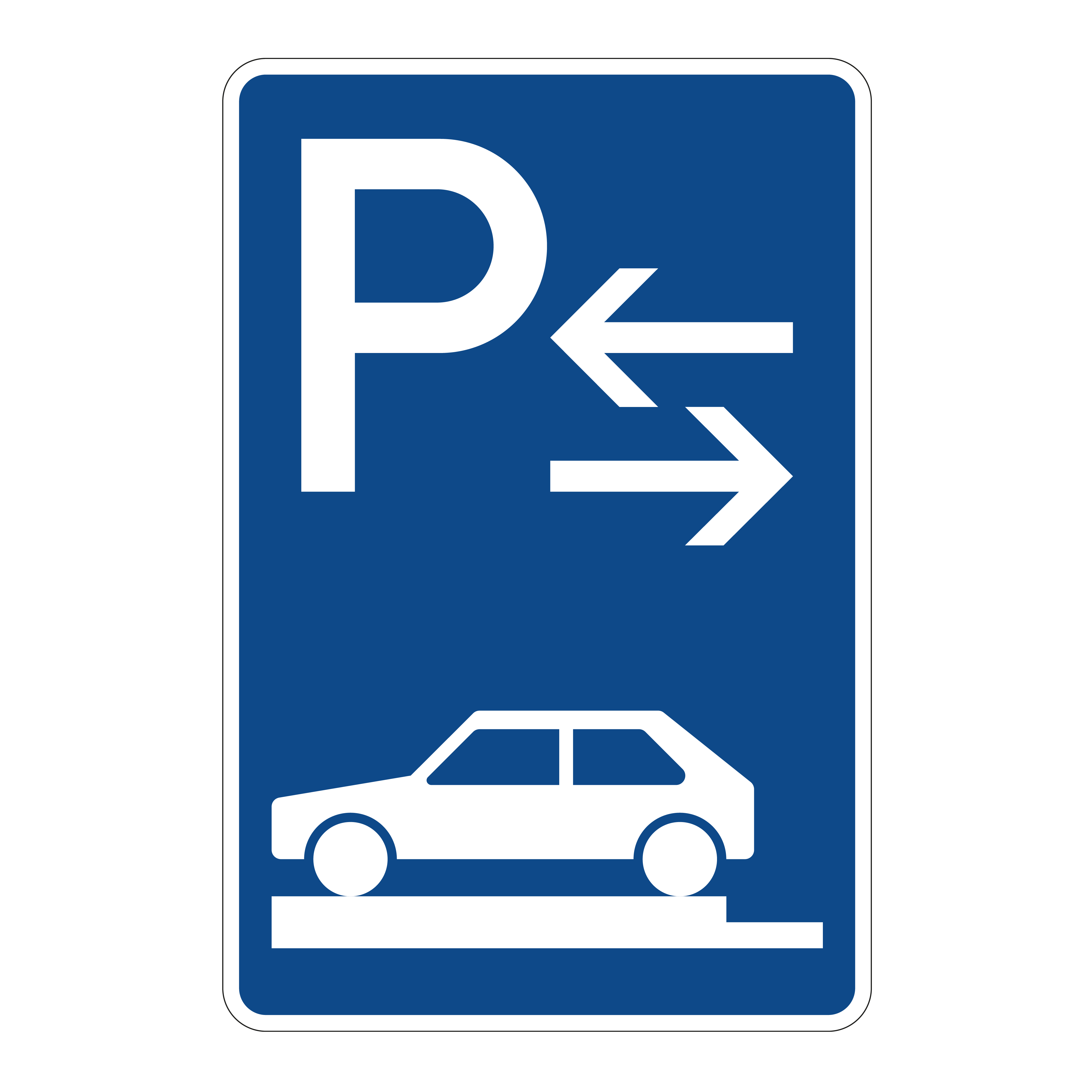 Parken auf Gehwegen – ganz quer zur Fahrtrichtung links, Mitte (VzKat 315.83)