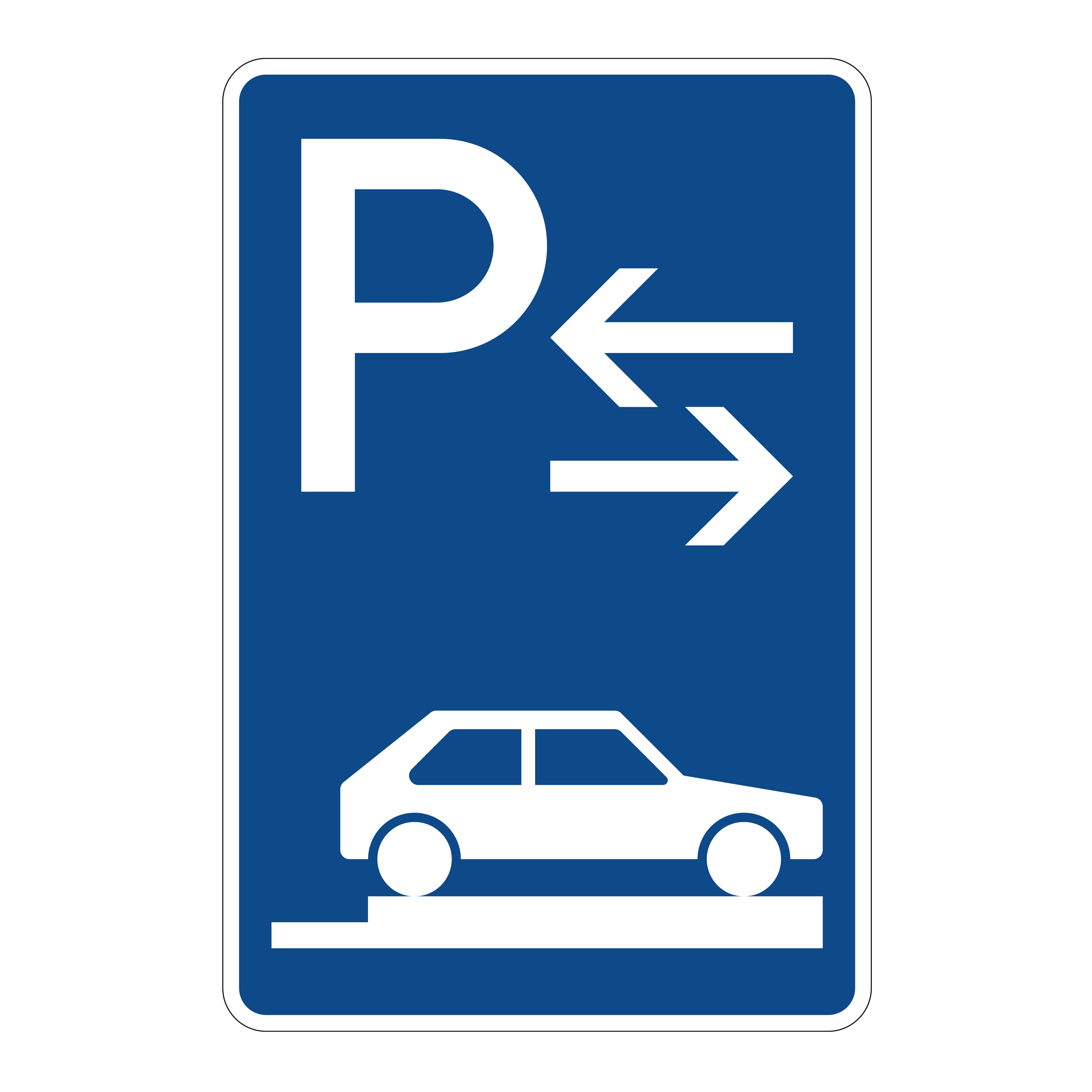 Parken auf Gehwegen – ganz quer zur Fahrtrichtung rechts, Mitte (VzKat 315.88)