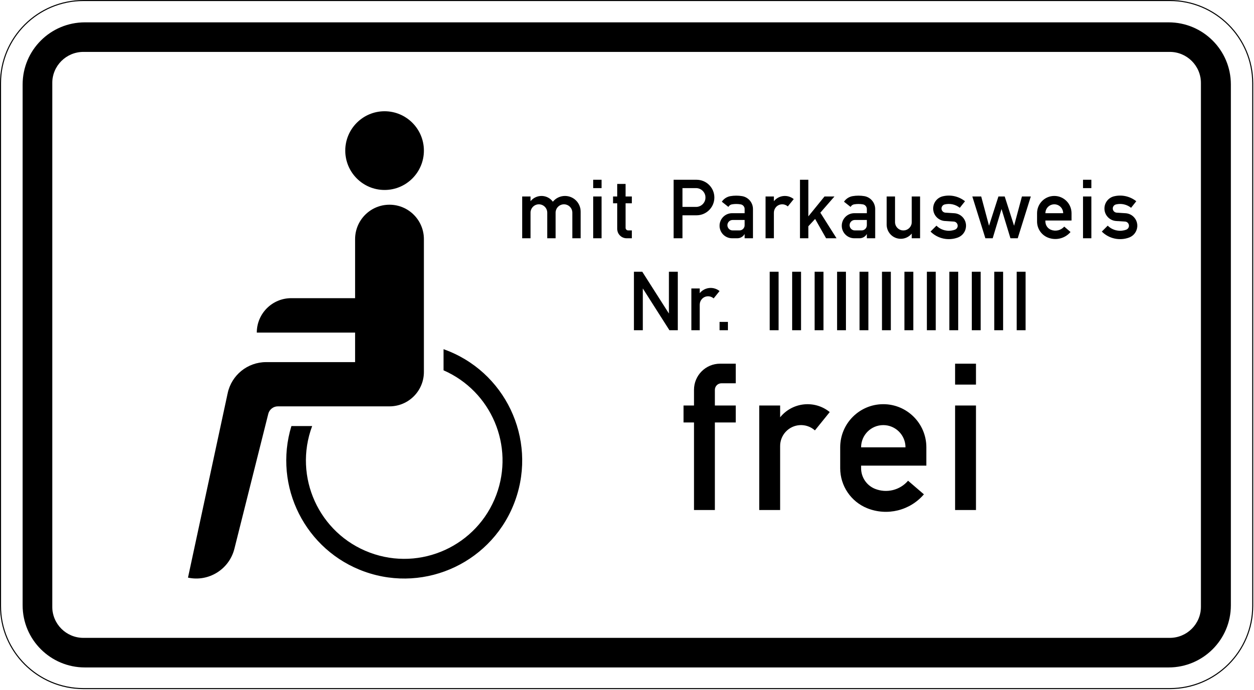 Schwerbehinderte mit Parkausweis Nr. … frei (VzKat 1020.11)