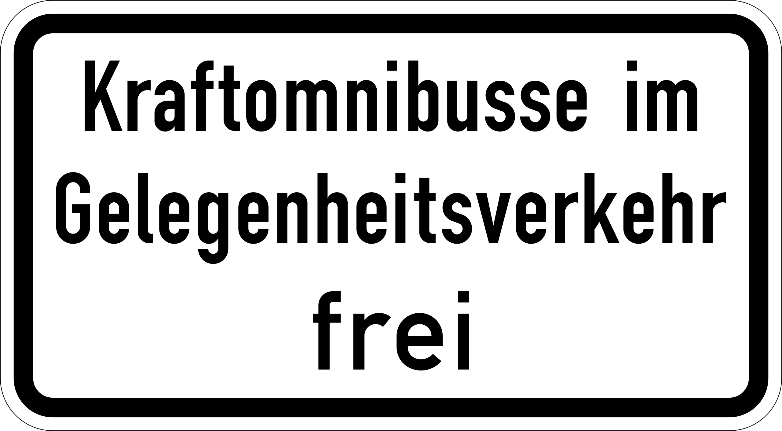 Kraftomnibusse im Gele­genheitsverkehr frei (VzKat 1026.31)