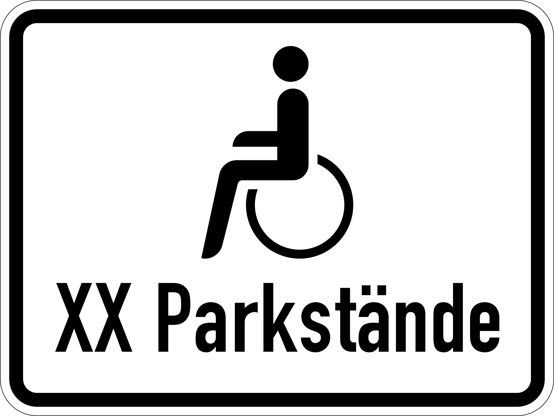 Behinderung und Blinde, mit Anzahl der Parkstände (VzKat 1044.12)