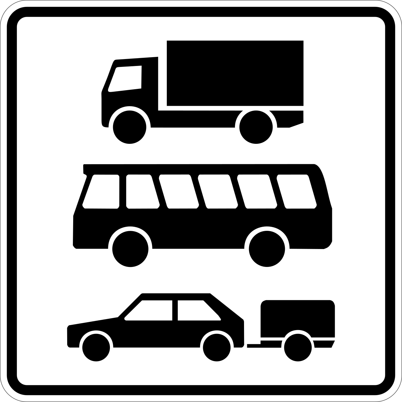 Nur Lkw, Kraftomnibus und Pkw mit Anhänger (VzKat 1049.13)